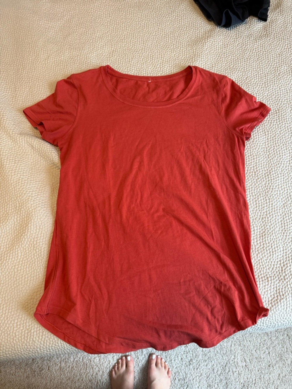 Lululemon Cotton Coral Scoop Neck Short Sleeve Tee